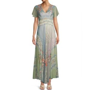 Johnny Was Winx Embroidered Mesh Maxi Dress